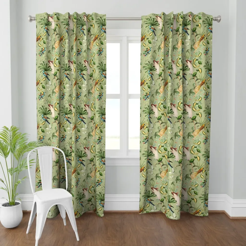 Nostalgic Magic Bird Curtain Panel - Yellow-Green product