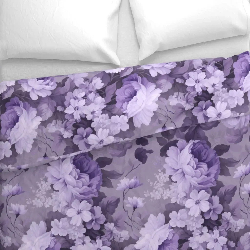 Nostalgic Pastel Flower Garden Duvet Cover - Lavender alternate view