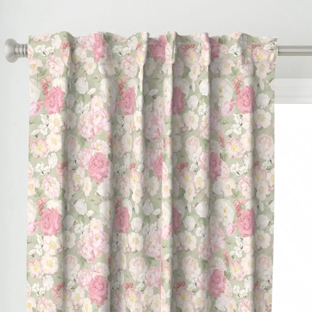 Nostalgic Pink and White Curtain Panel - Pink alternate view