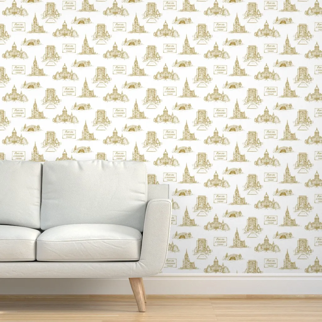 Notre Dame Toile Peel and Stick Wallpaper - White, Gold product