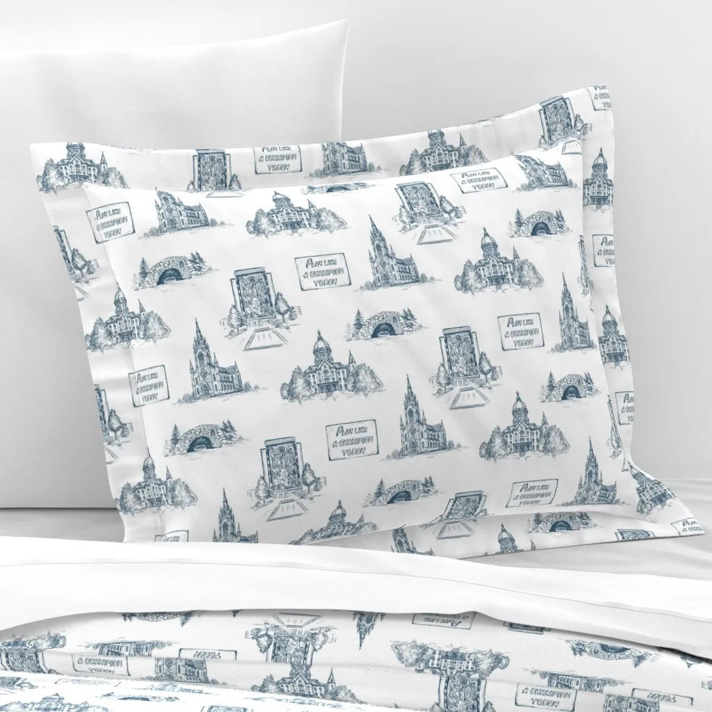 Notre Dame Vintage Toile Wallpaper - Blue, Cotton Sateen product