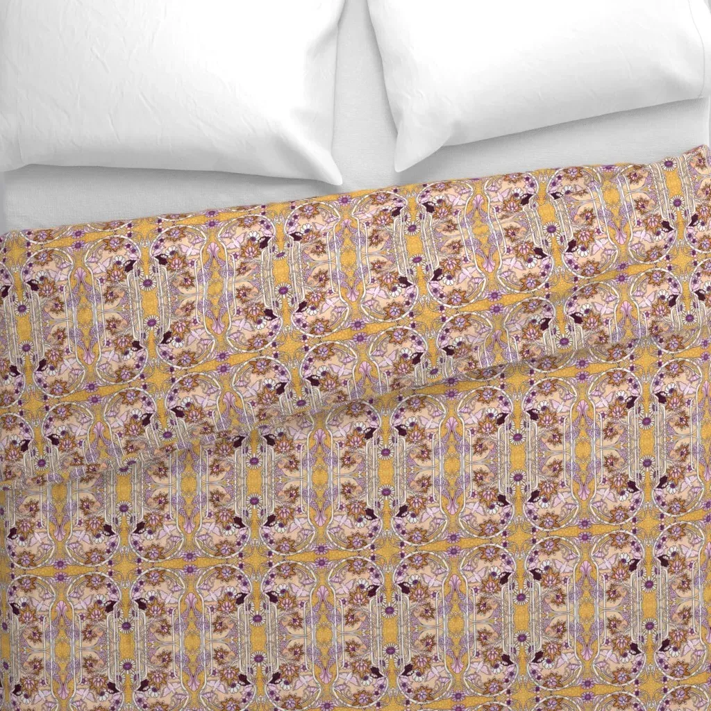 Nouveau Oiseau Duvet Cover - Peach alternate view
