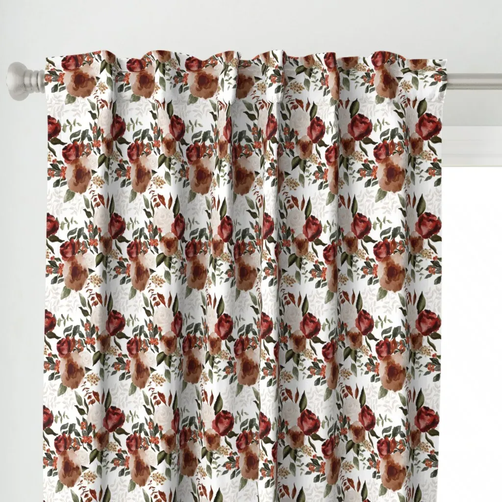 November Rain Florals Curtain Panel - Burgundy alternate view