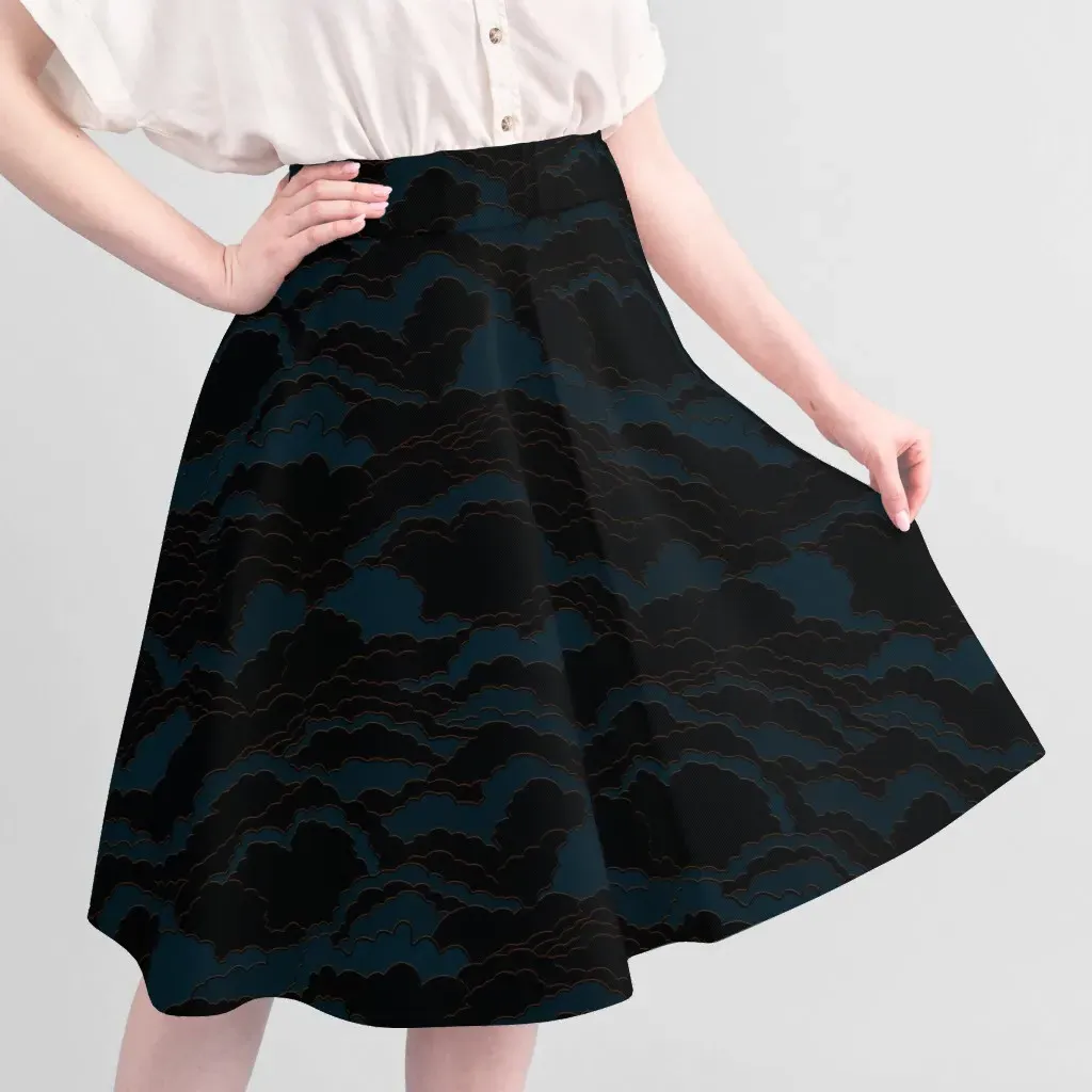 Nuages Dans La Chambre Large Scale Printed Fabric - Blue, Black alternate view