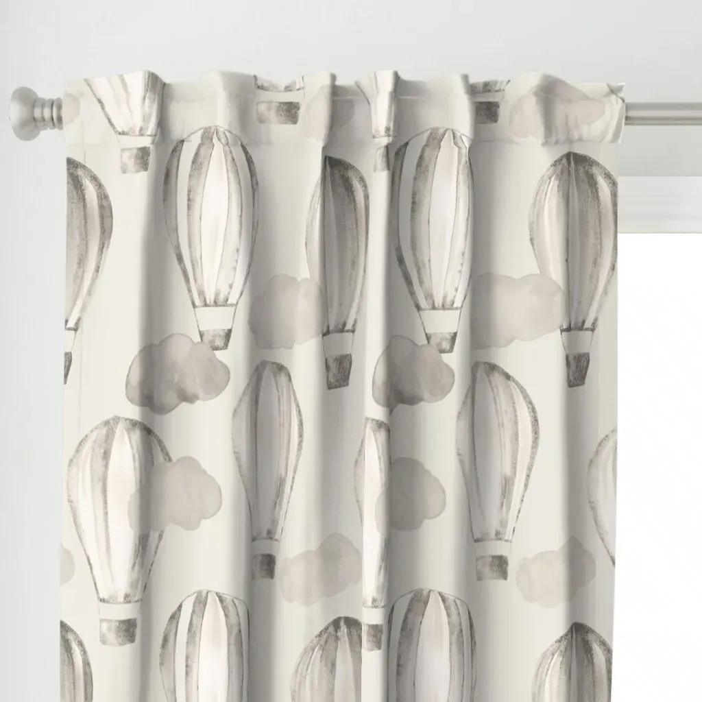Nursery Hot Air Balloon Curtain Panel - Gray alternate view
