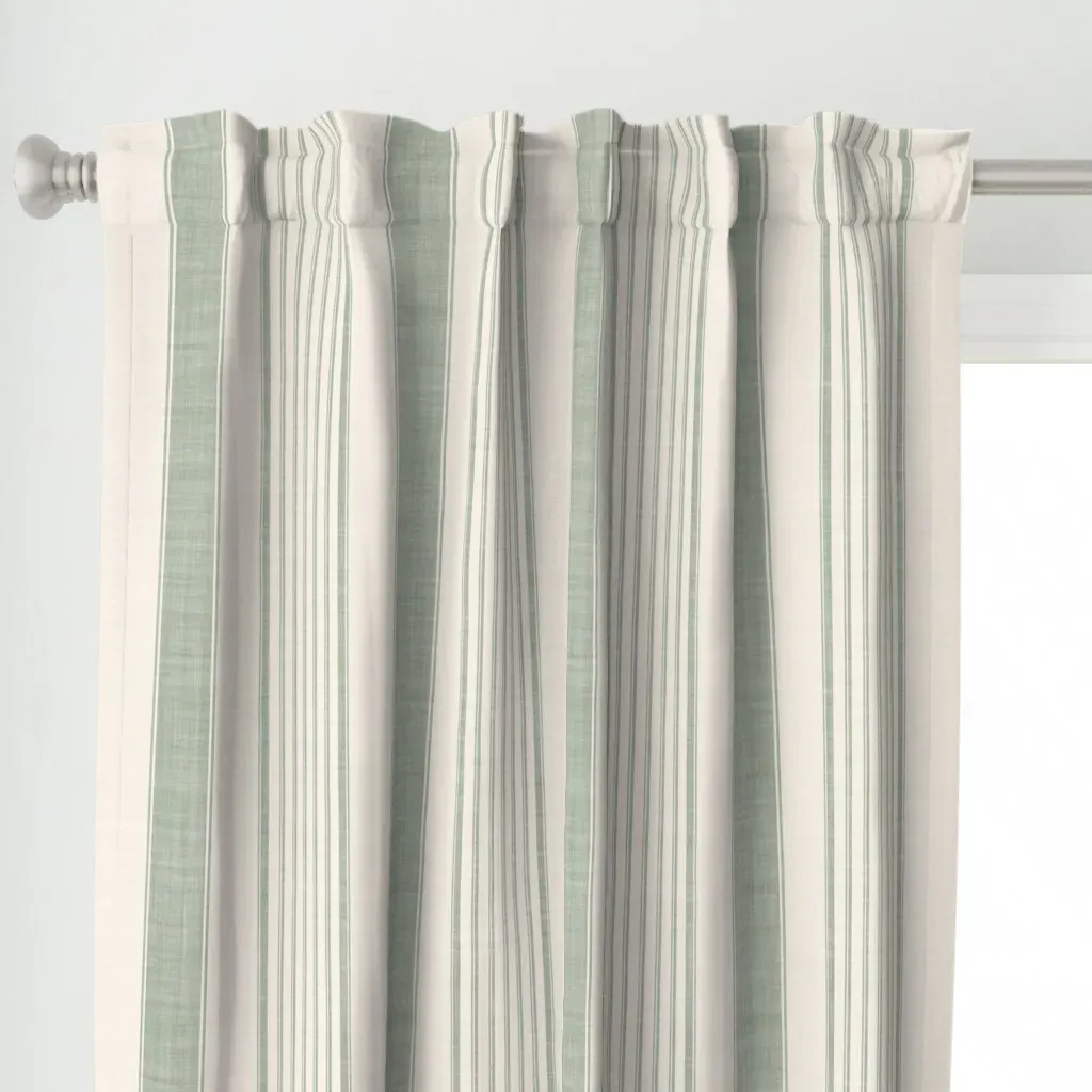 Nursery Ticking Curtain Panel - Sage Green alternate view