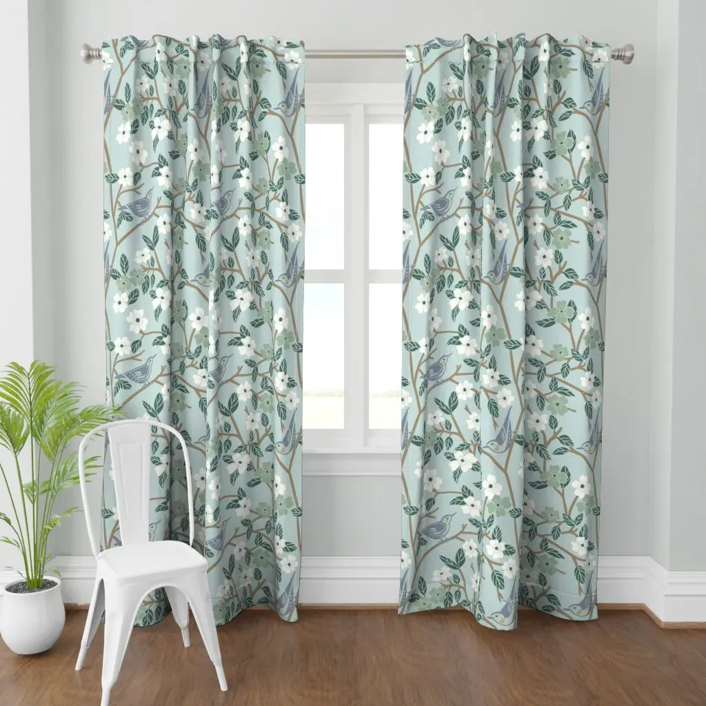 Nuthatch Light Jumbo Curtain Panel - Light Blue product
