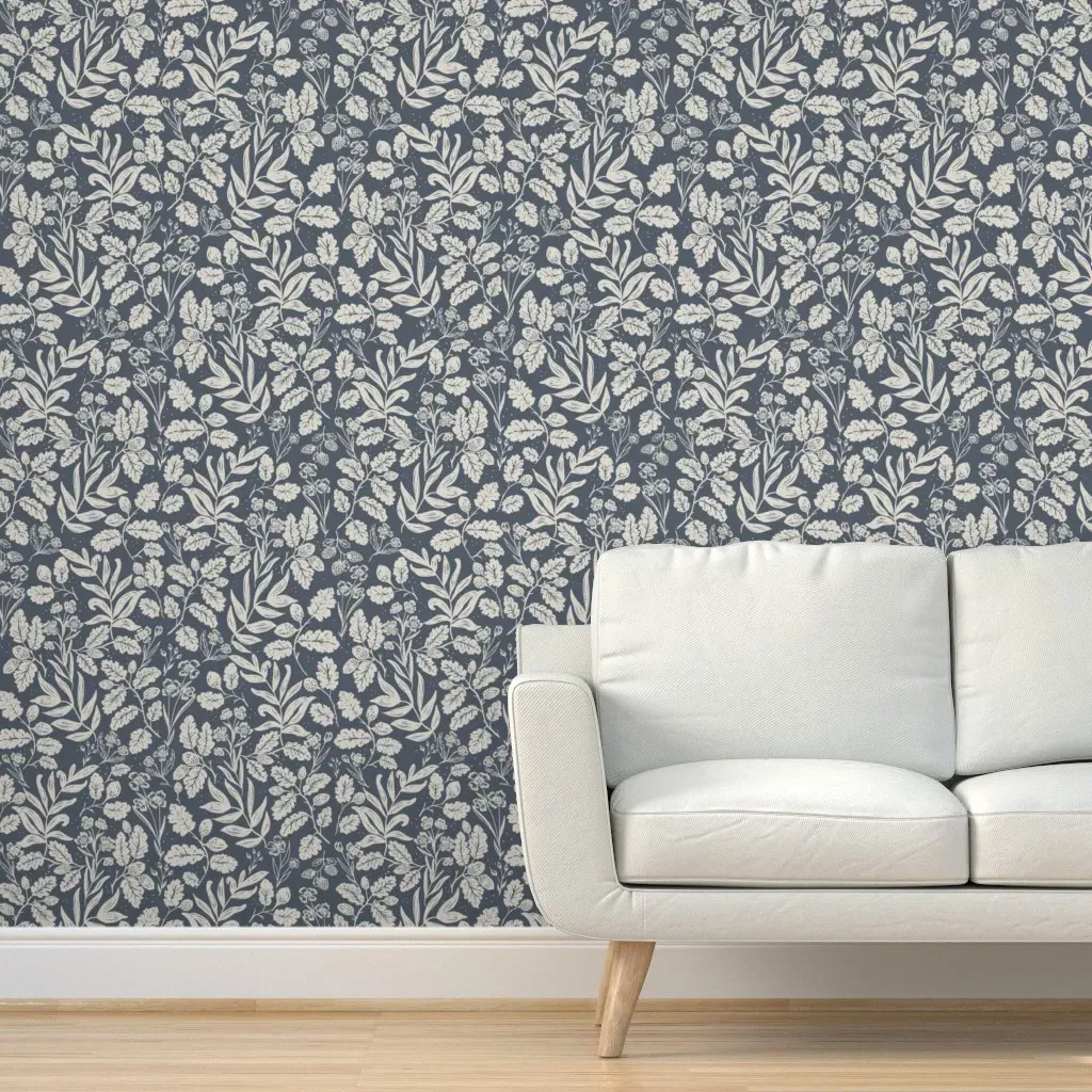 Oak and Acorn Peel and Stick Wallpaper - Navy product
