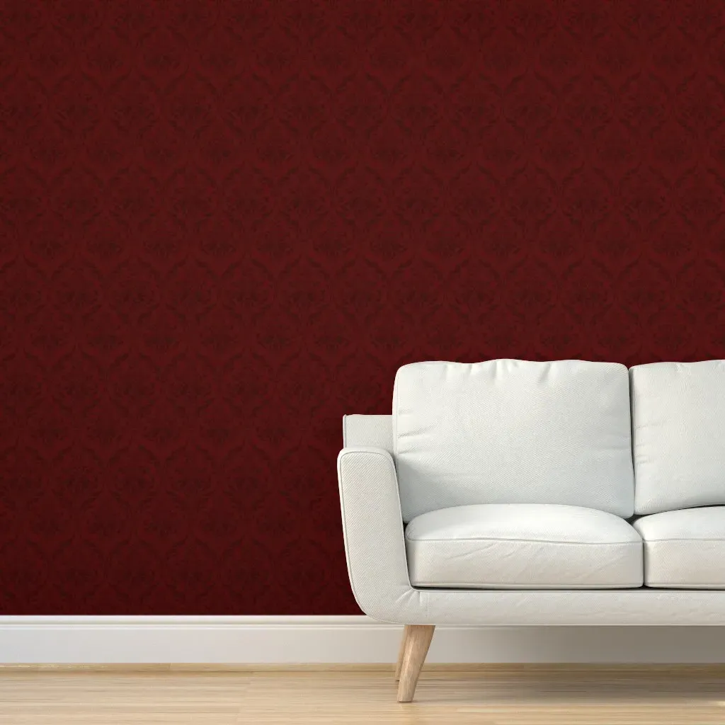 Oak Leaf Damask Peel and Stick Wallpaper - Maroon product