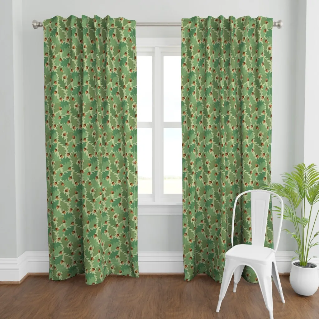 Oak Leaves And Acorns Curtain Panel - Green product