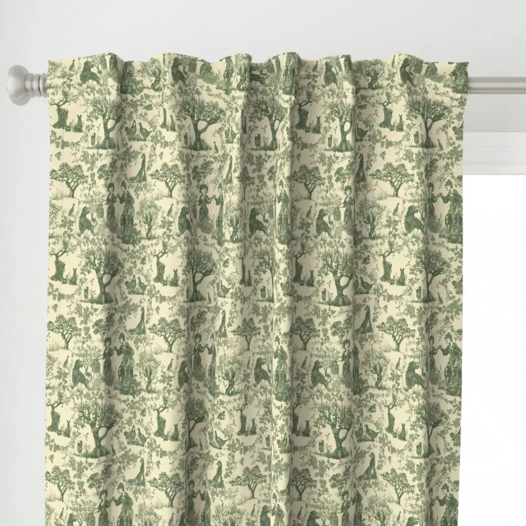 Oak Savannah Toile Curtain Panel - Sage Green alternate view