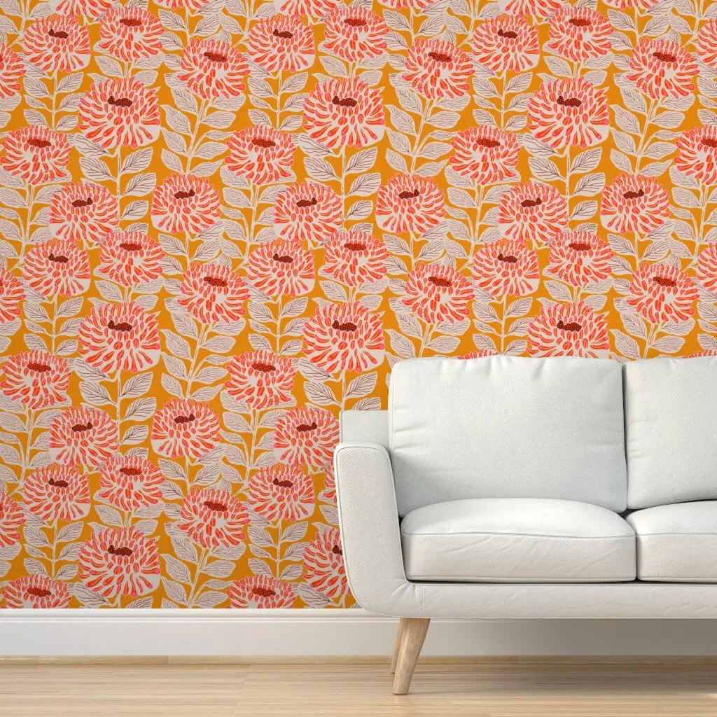 Oasis Garden Peel and Stick Wallpaper - Coral Pink product