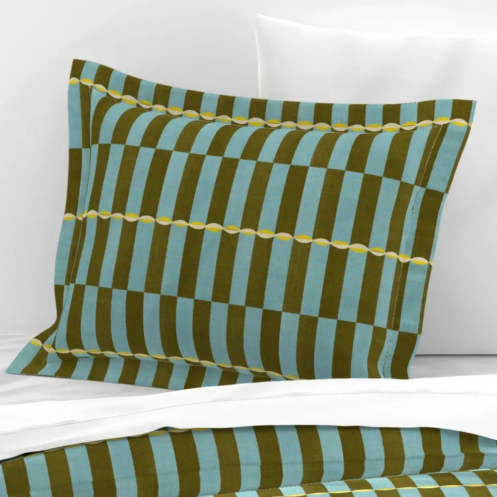 Oblong Checkerboard Standard Flanged Cushion Cover - Light Blue, Cotton Sateen product