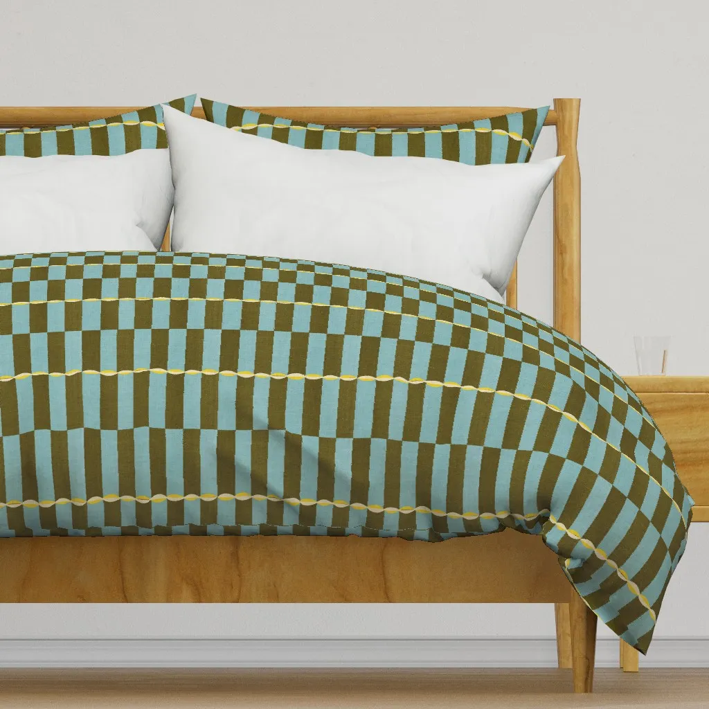 Oblong Vertical Checkerboard Duvet Cover - Light Blue product