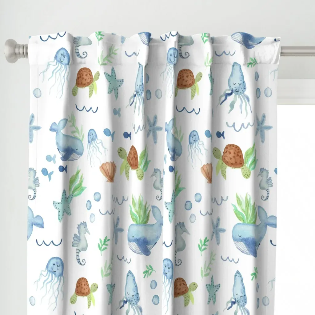Ocean Dreams Large Curtain Panel - Light Blue alternate view