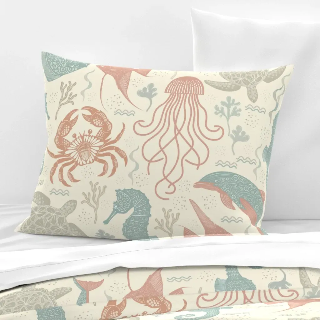 Ocean Dreamscape Standard Knife Edge Pillow - Dusty Blue, Cotton Sateen product