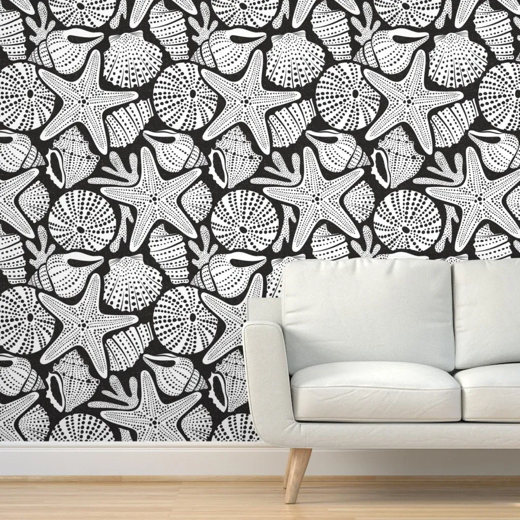 Ocean Floor Peel and Stick Wallpaper - Black, White product