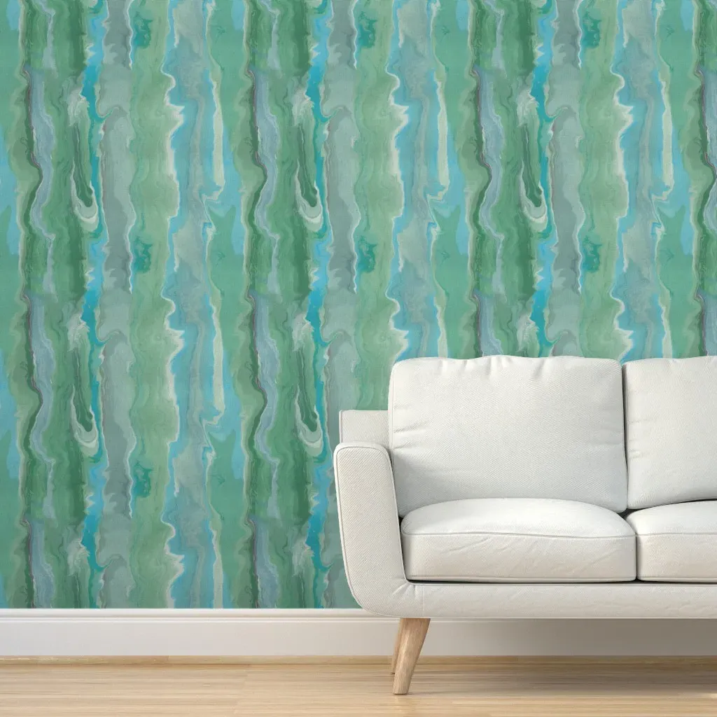 Ocean Green and Blue Marble Peel and Stick Wallpaper - Teal product