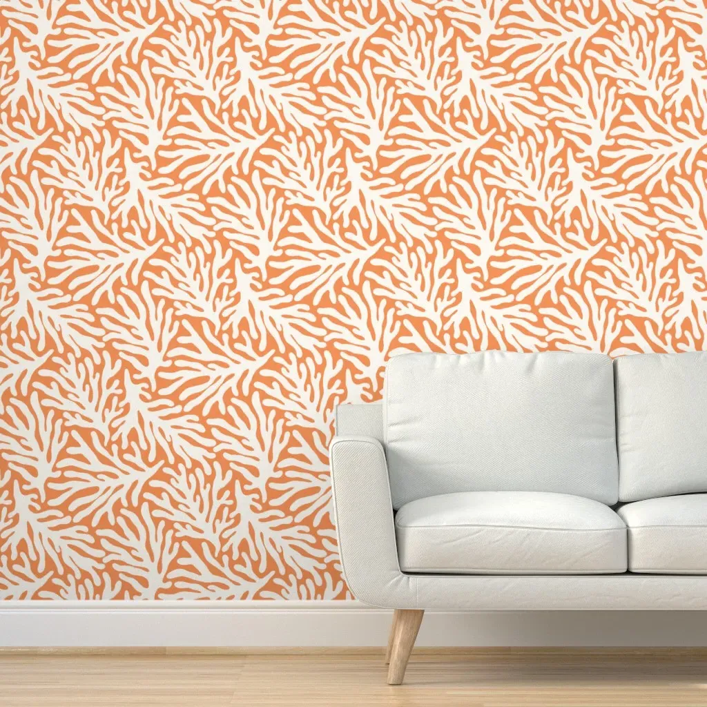 Ocean Life Coral Silhouettes Peel and Stick Wallpaper - White product