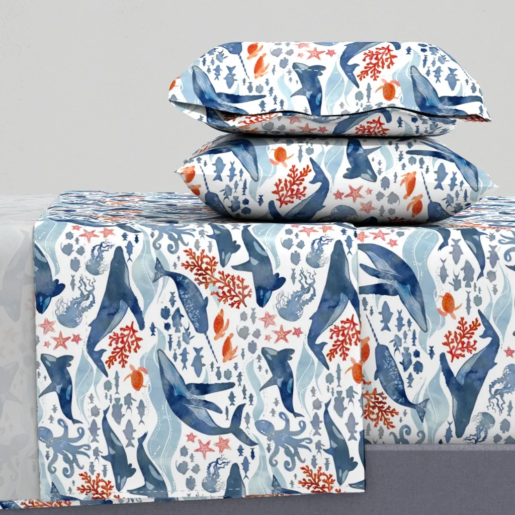 Ocean Life Twin Sheet Set - Blue product