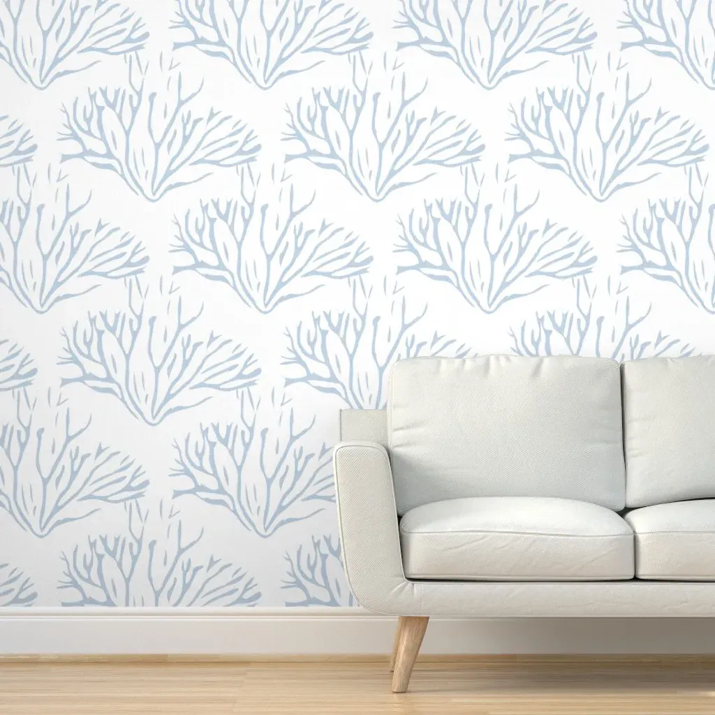 Ocean Serenity Peel and Stick Wallpaper - Light Blue, White product