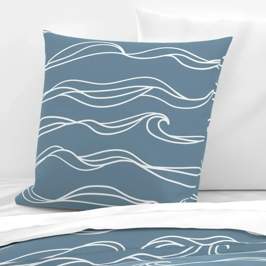 Ocean Waves Euro Pillow Sham - White product