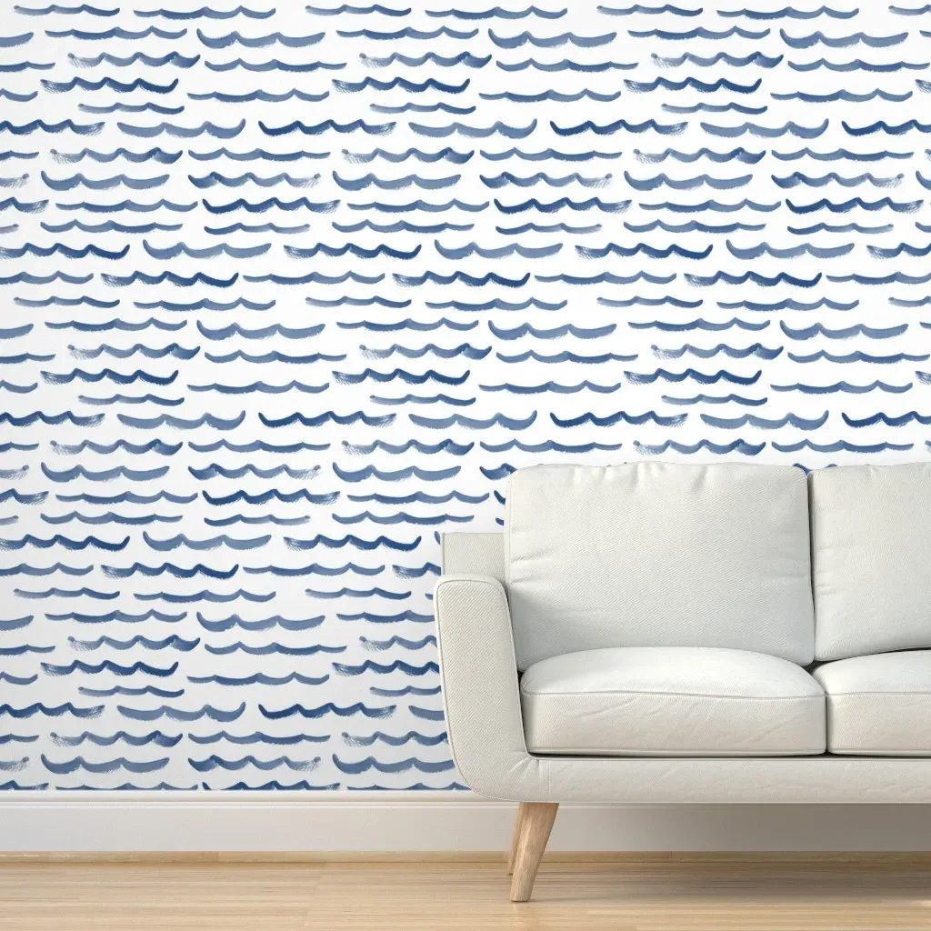 Ocean Waves Peel and Stick Wallpaper - Royal Blue product