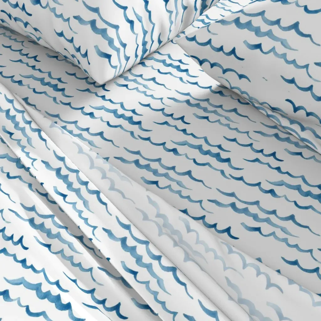 Ocean Waves Queen Sheet Set - Blue alternate view