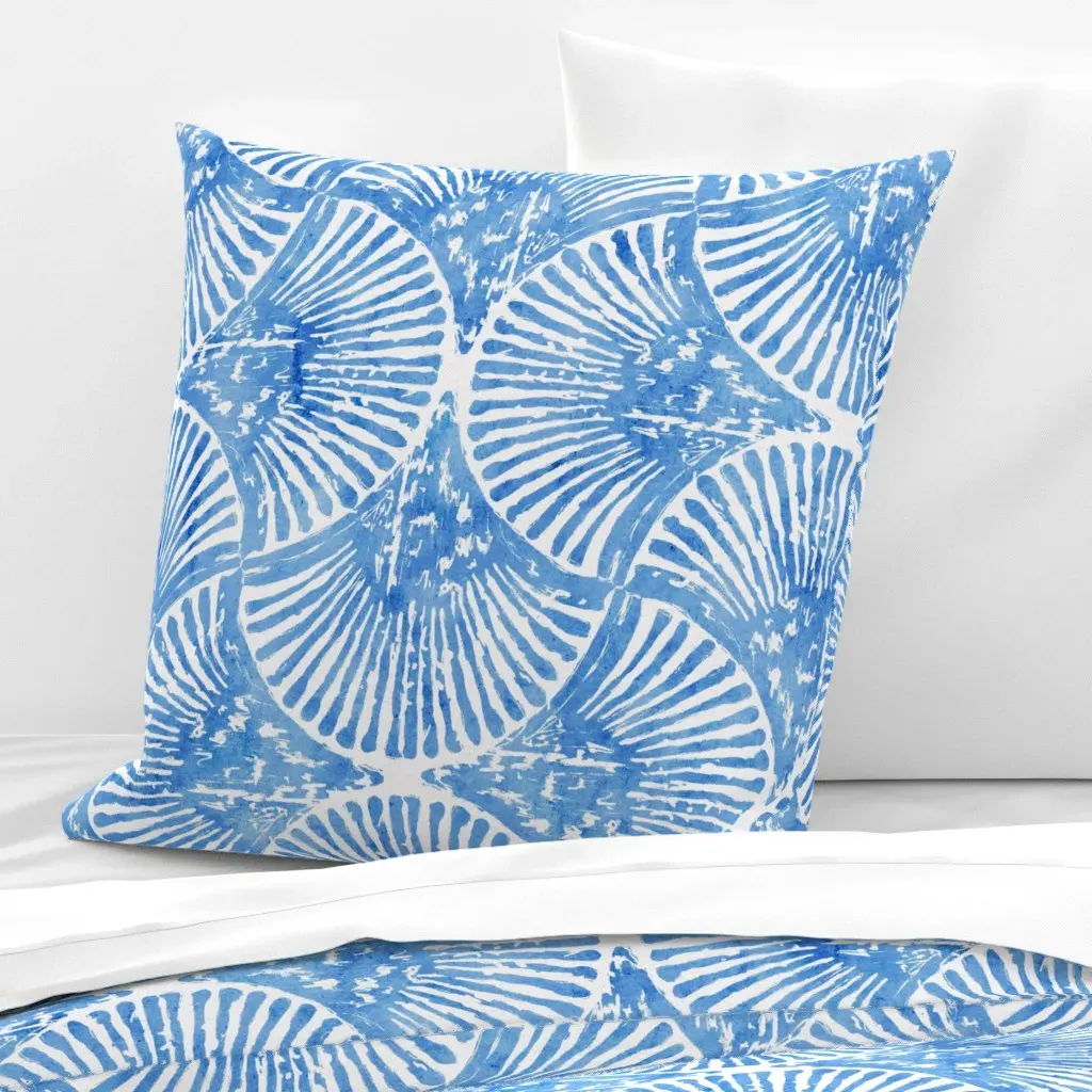 Ocean Whisper Euro Pillow Sham - Blue, Seashell Fan Print product