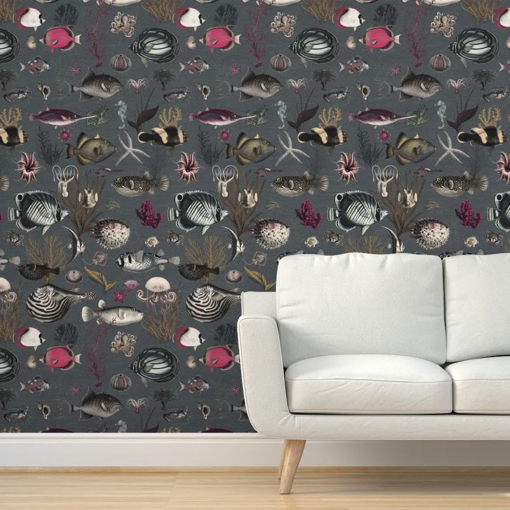 Oceania Peel and Stick Wallpaper - Charcoal, Grey product