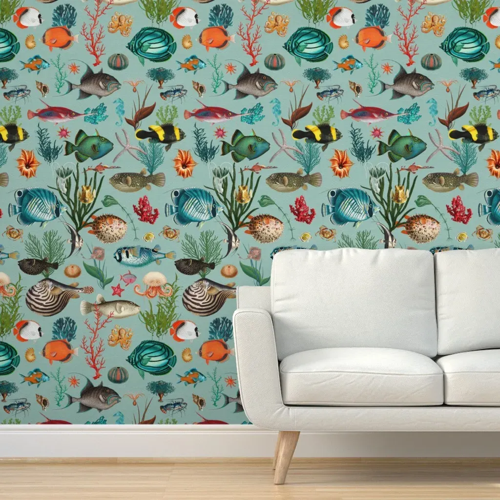 Oceania Peel and Stick Wallpaper - Mint, Teal product