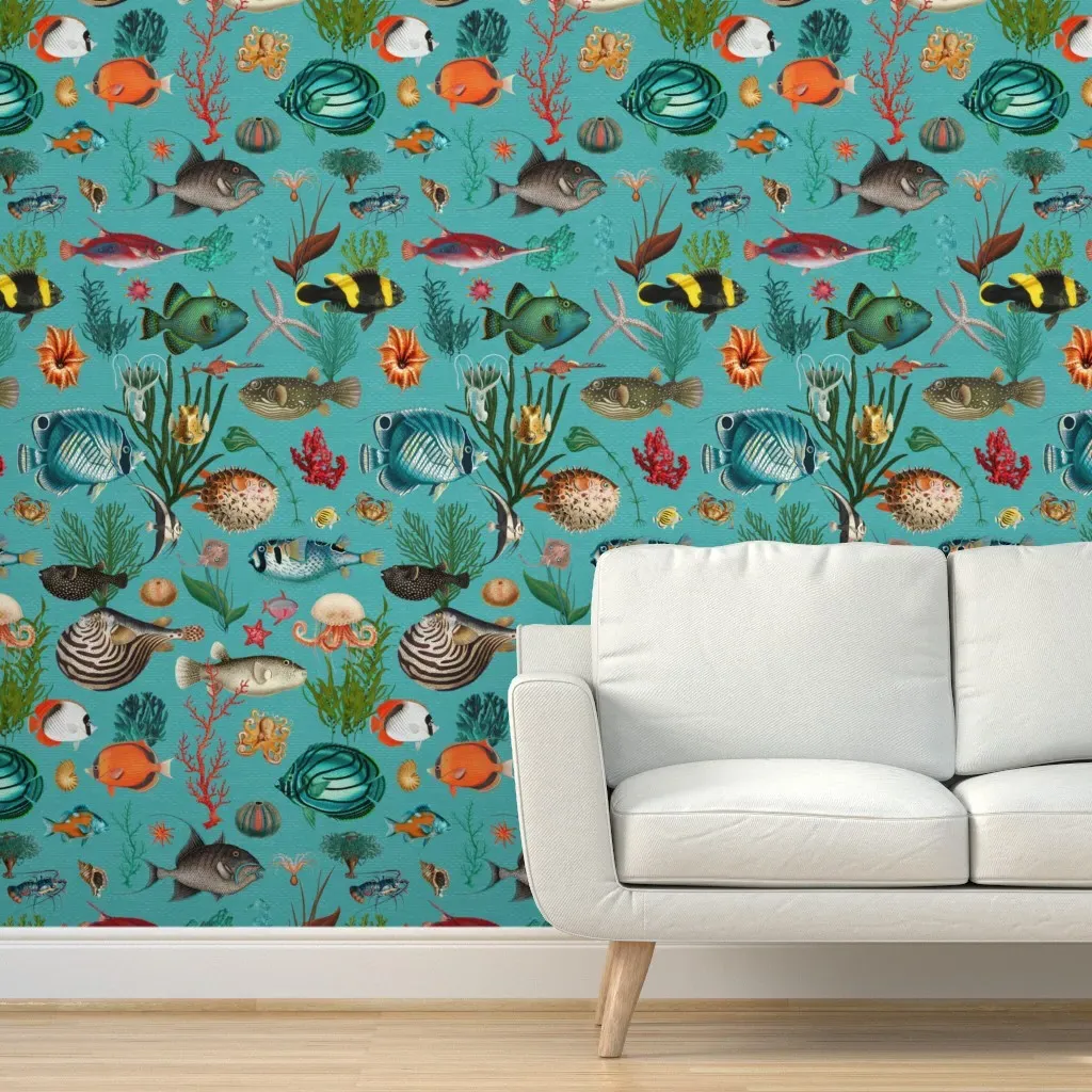 Oceania Peel and Stick Wallpaper - Turquoise Blue product