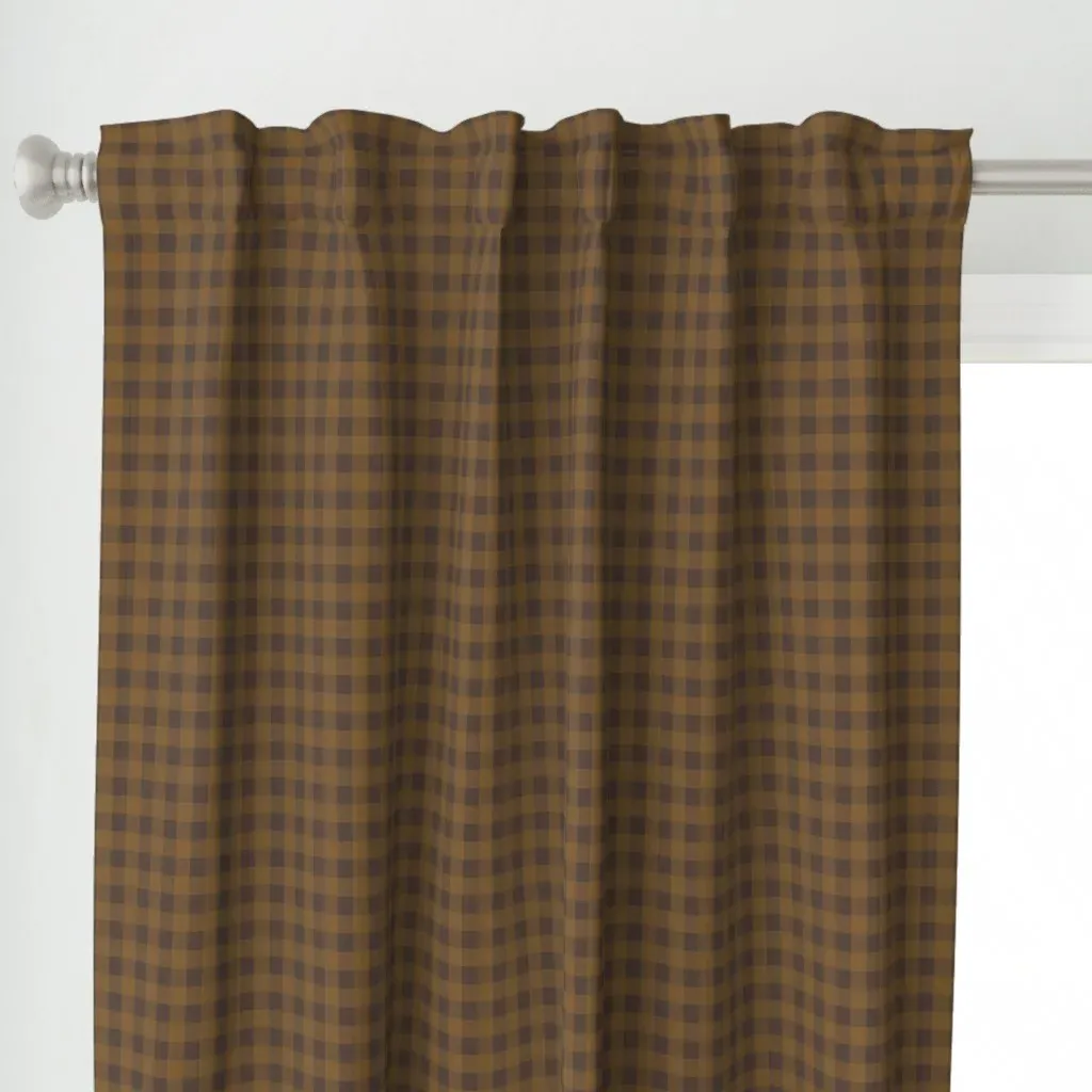 Ochre & Brown Mini Curtain Panel - Brown alternate view