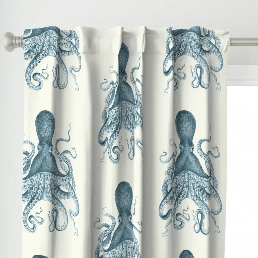 Octopus In Sea Curtain Panel - Blue alternate view