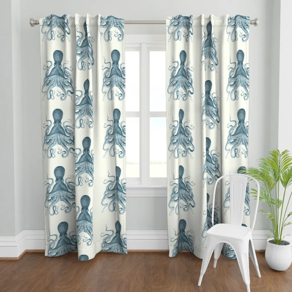 Octopus In Sea Curtain Panel - Blue product