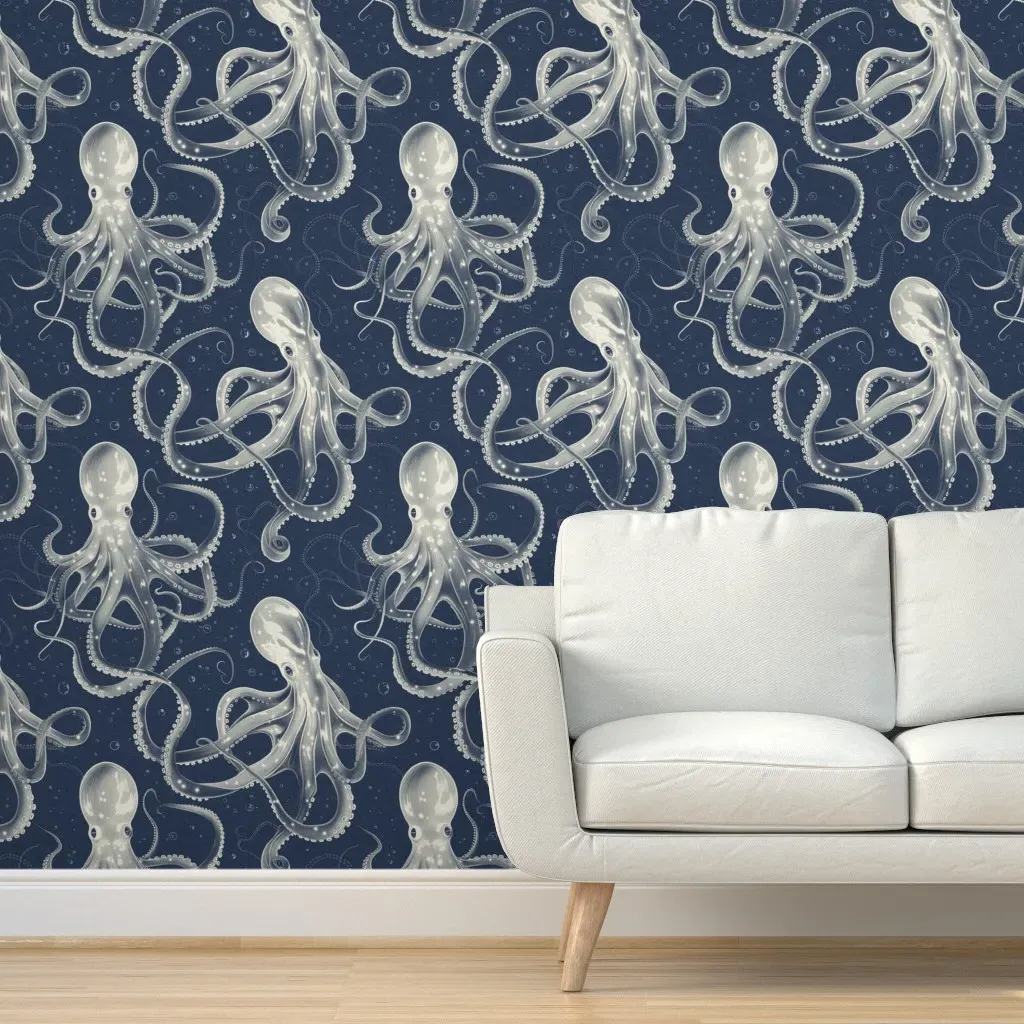 Octopus Nautical Peel and Stick Wallpaper - Off-White product