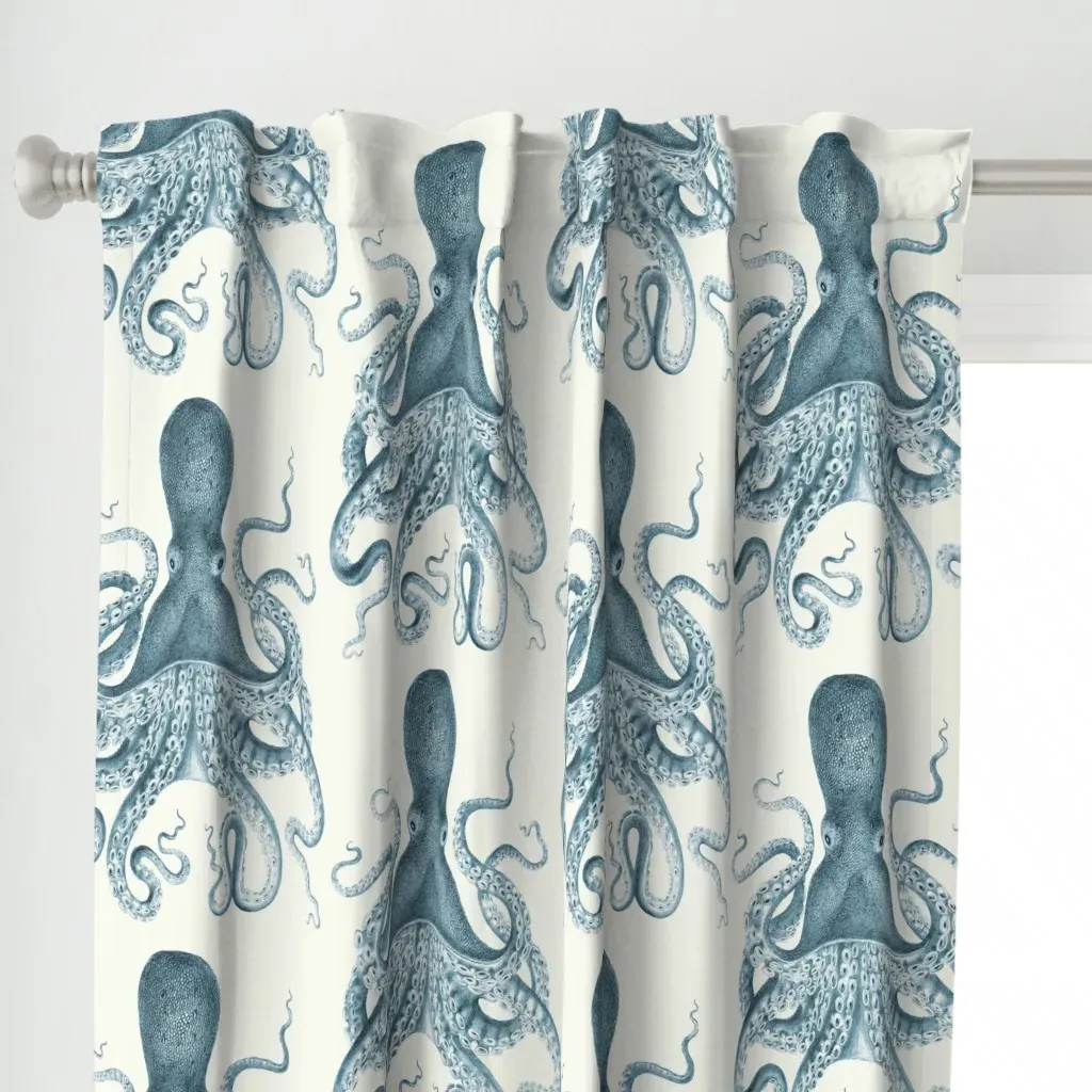 Octopus Oasis In Sea Curtain Panel - Blue alternate view