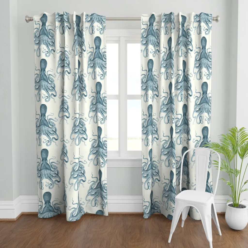 Octopus Oasis In Sea Curtain Panel - Blue product