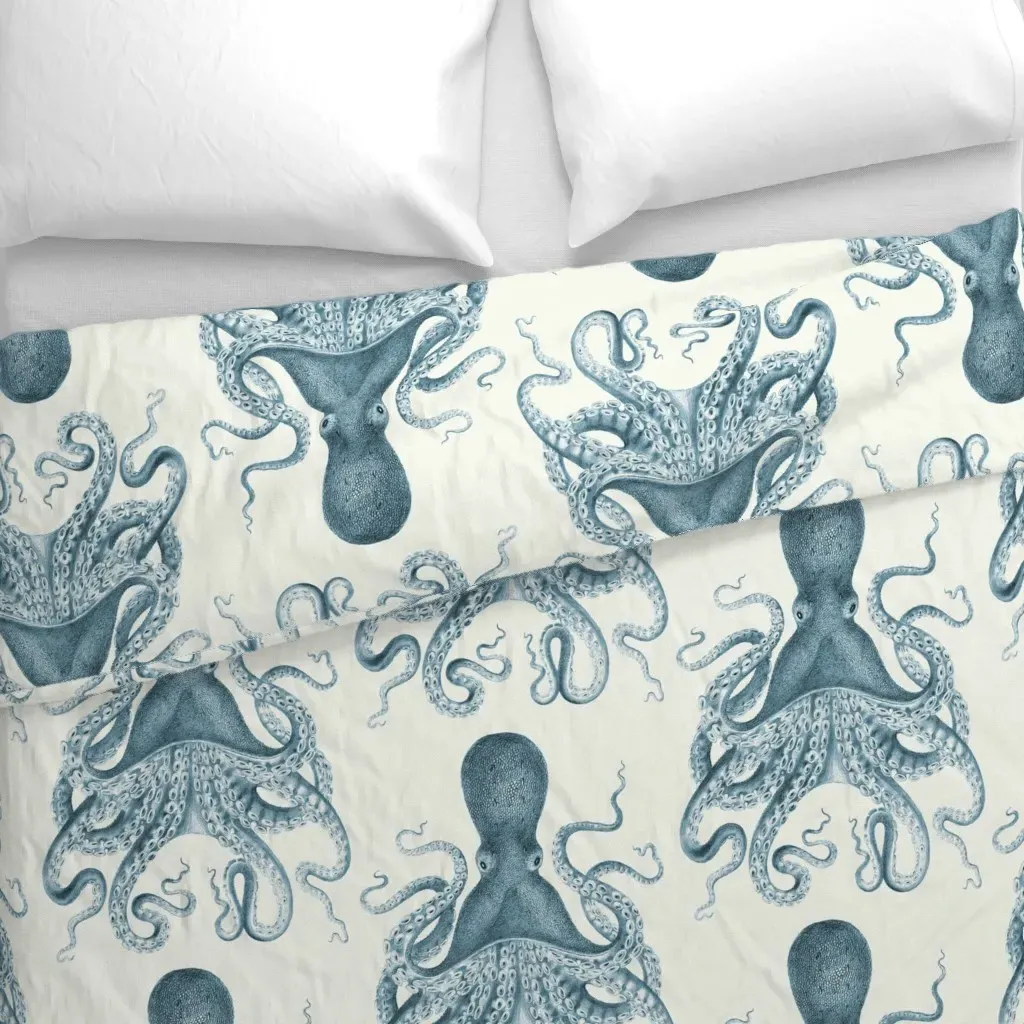 Octopus Oasis In Sea Duvet Cover - Blue alternate view