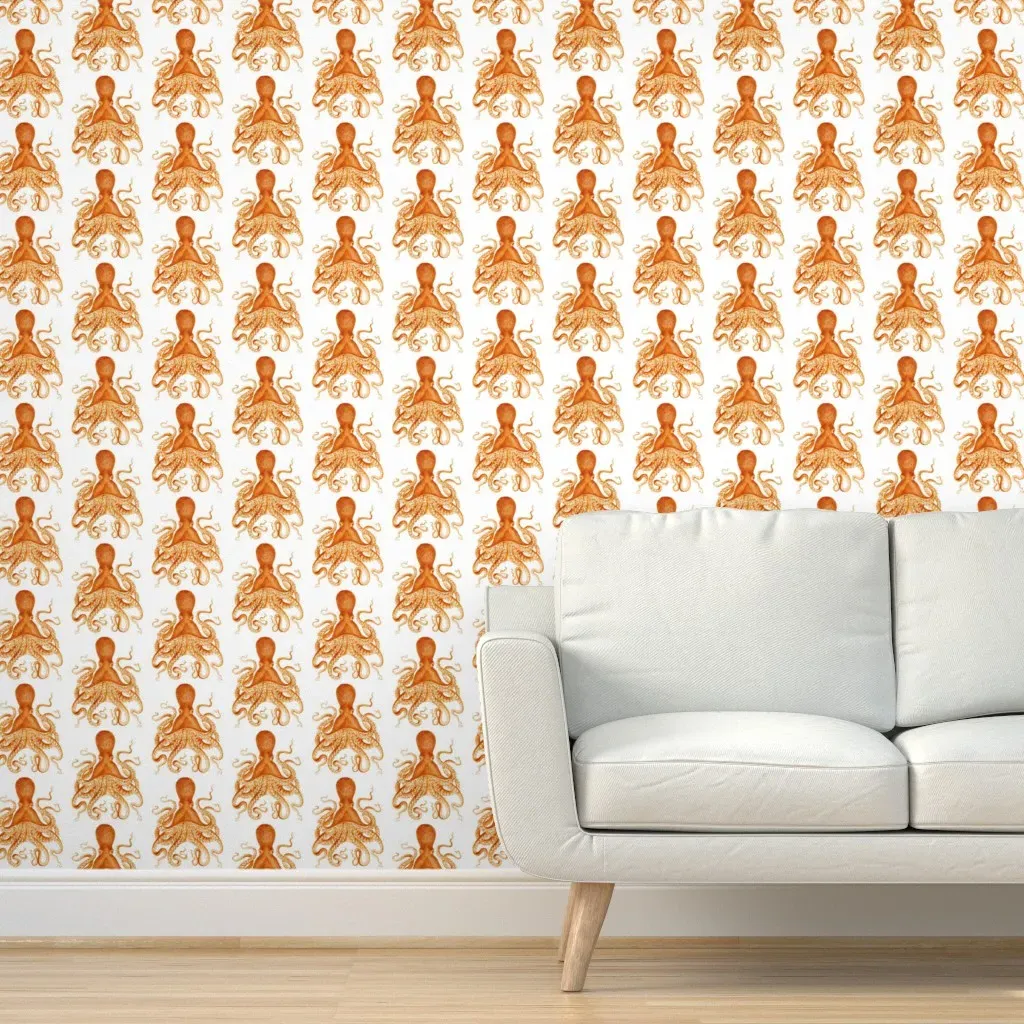 Octopus Oasis Peel and Stick Wallpaper - Orange product