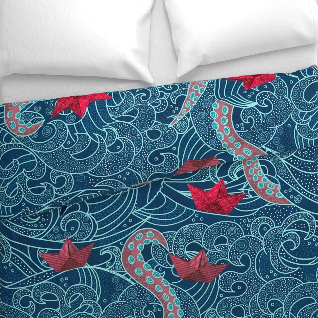 Octopus Ocean Playground Duvet Cover - Teal alternate view