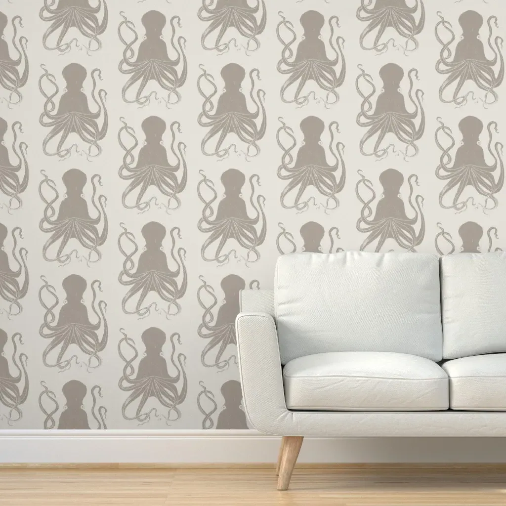 Octopus Origami Peel and Stick Wallpaper - Taupe product
