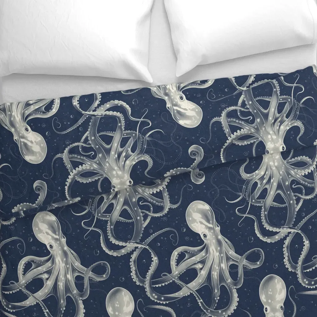 Octopus Pattern Vintage Duvet Cover - Off-White alternate view