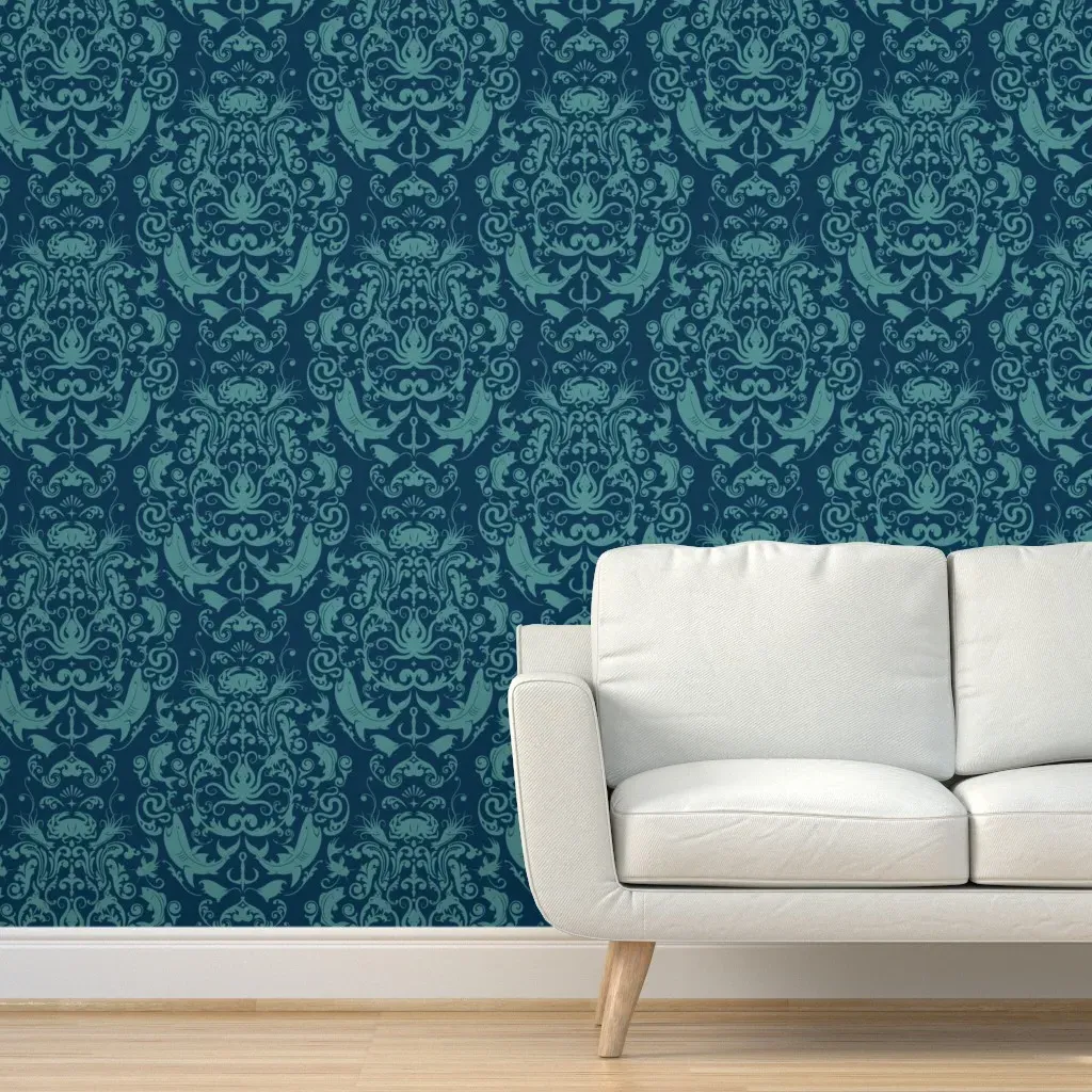 Octopus's Garden Sea Turtle Peel and Stick Wallpaper - Teal product
