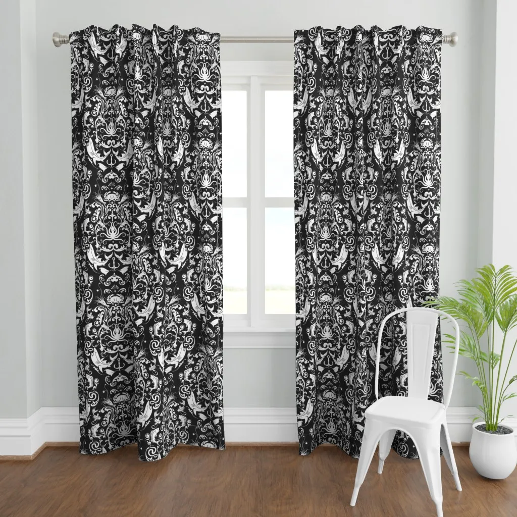 Octopus's Garden Shark Curtain Panel - White product
