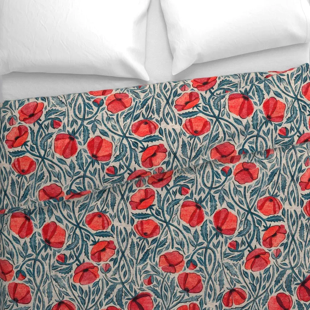 Of Sleep And Dreams Red Poppy Duvet Cover - Crimson Red alternate view