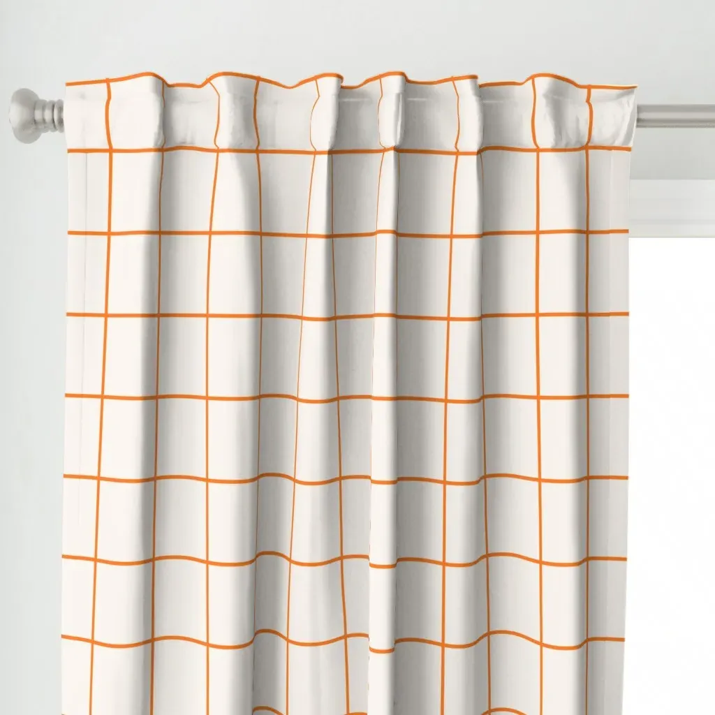 Off-White / Brite Red Curtain Panel - Orange alternate view