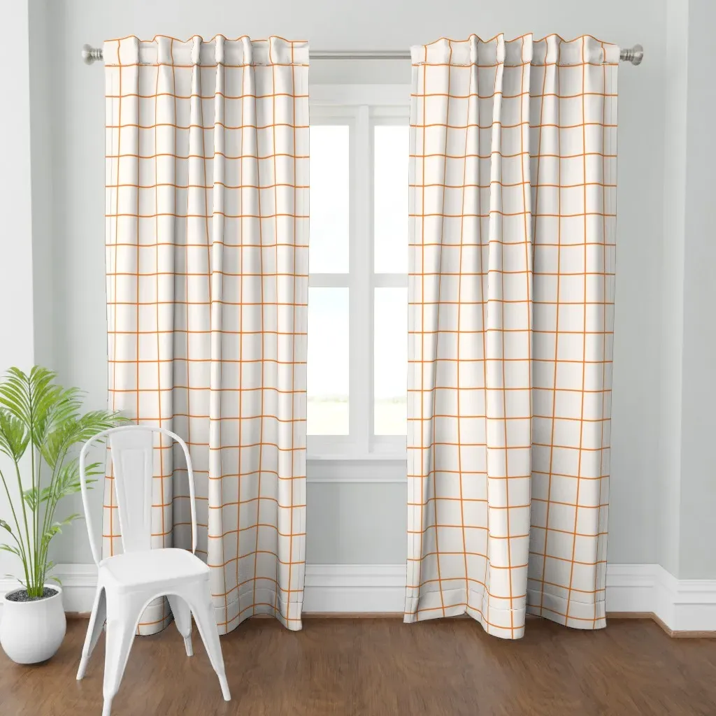 Off-White / Brite Red Curtain Panel - Orange product