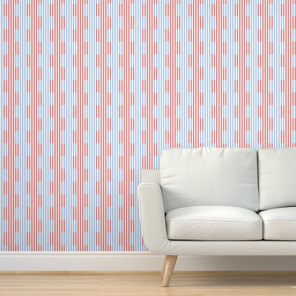 Offset Stripe Blocks Peel and Stick Wallpaper - Coral Pink product