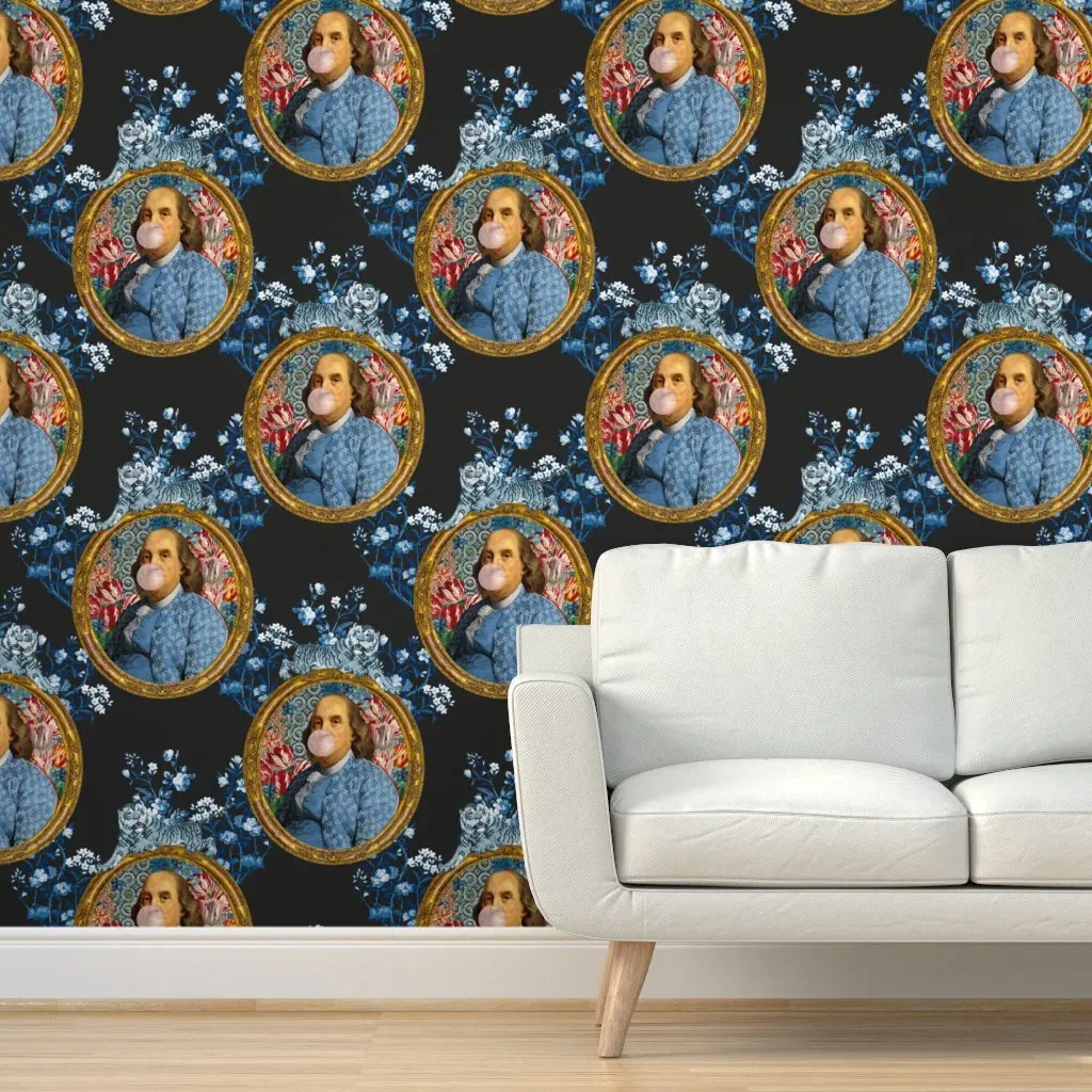 Og Benji Bubble Gum Chinoiserie Tiger Peel and Stick Wallpaper - Blue product